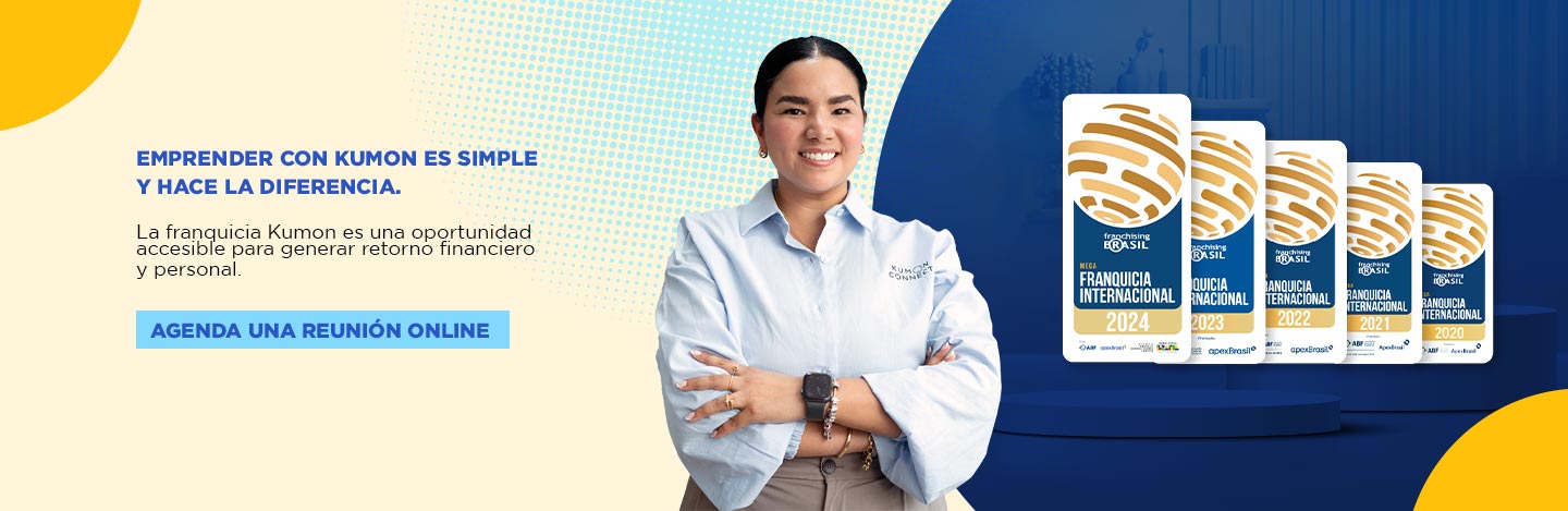 Orientadora de Kumon sonriendo y feliz por el éxito de tener su propio negocio, su franquicia Kumon-Argentina