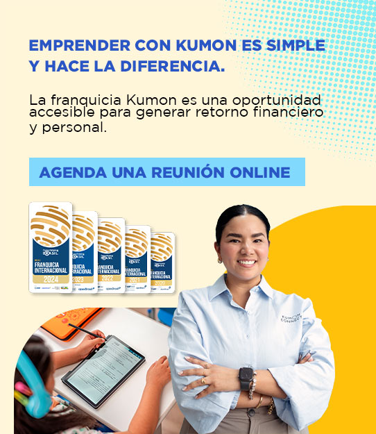 Orientadora de Kumon sonriendo y feliz por el éxito de tener su propio negocio, su franquicia Kumon-Argentina
